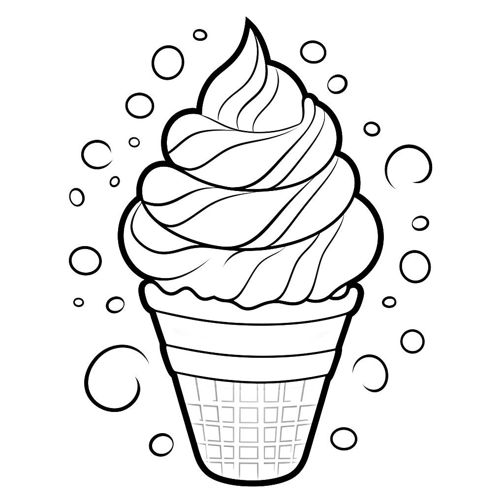 印刷して色付けするアイスクリームコーンの描画09