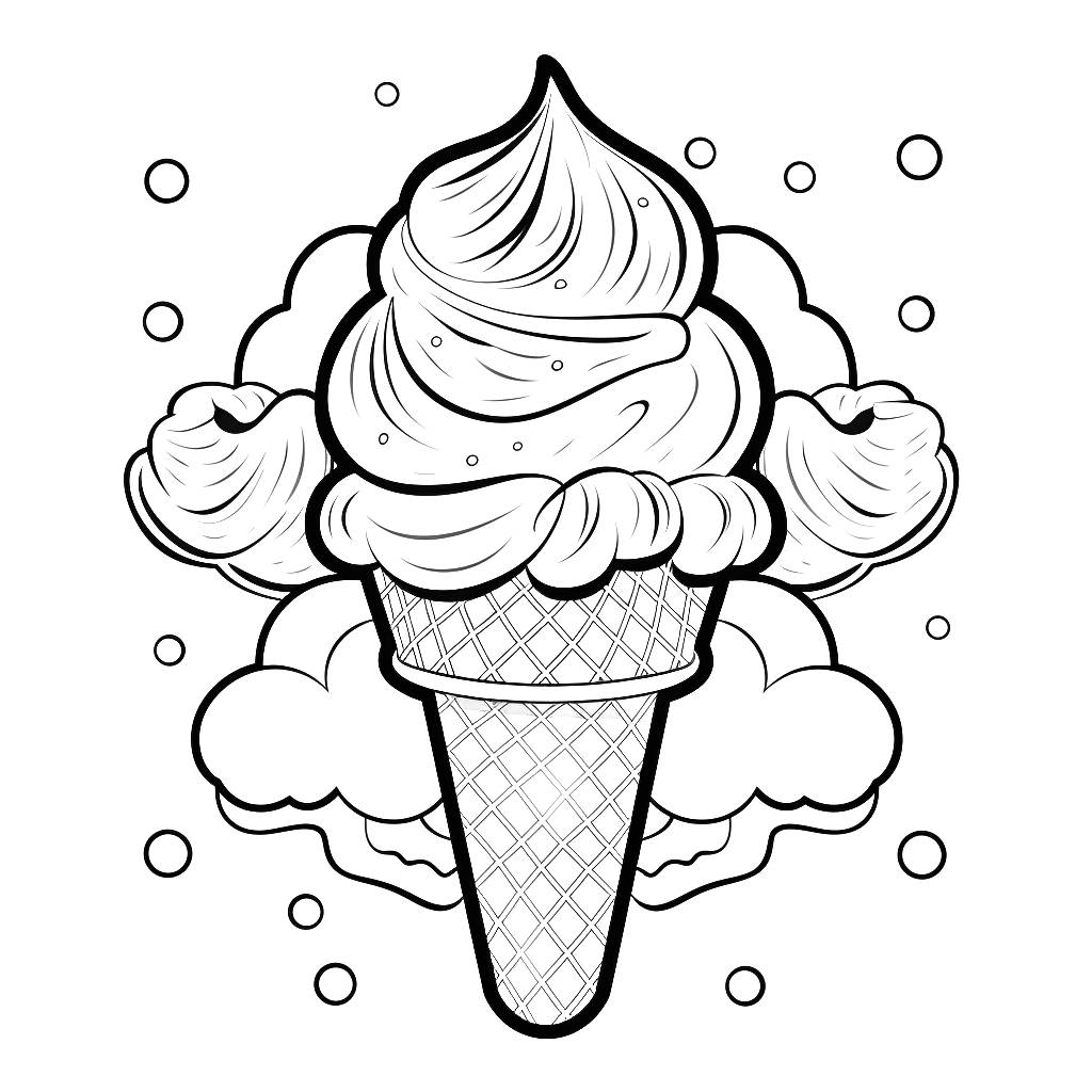 印刷して色付けするアイスクリームの描画 01