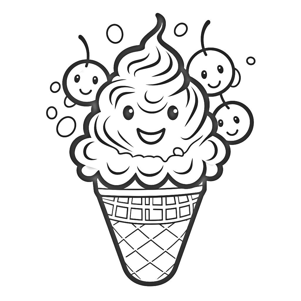 印刷して色付けするアイスクリームの描画 23