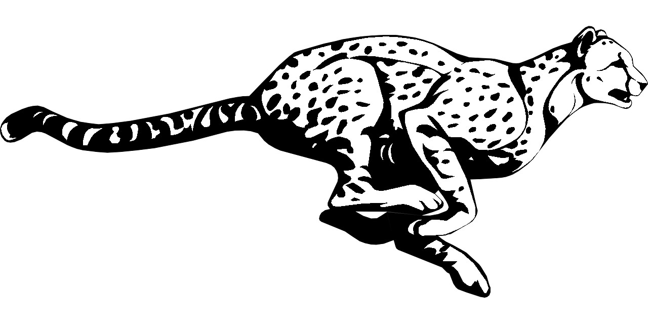 Målarbild av gepard i profillöpning