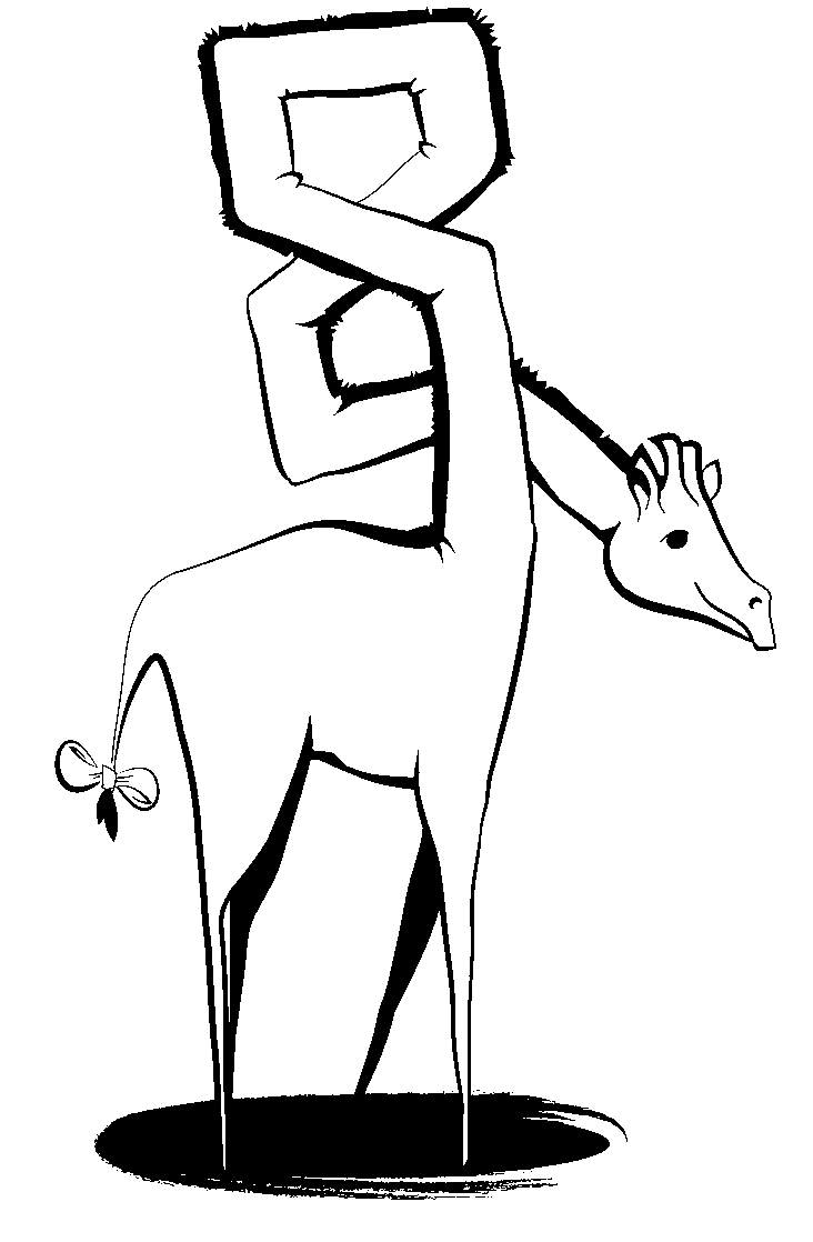 Kleurplaat van giraf met nek in de vorm van nummer 8