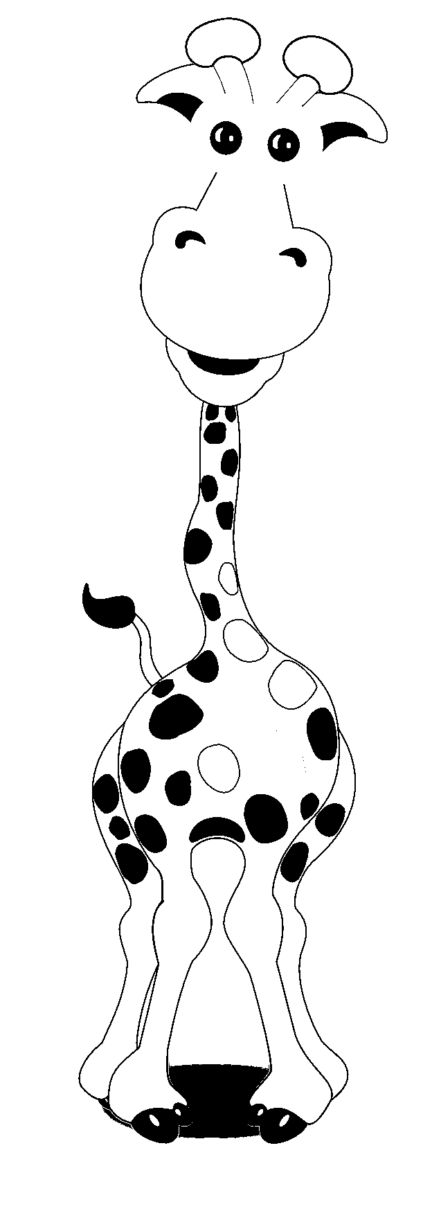 Página para colorear de jirafa de estilo de dibujos animados humorística