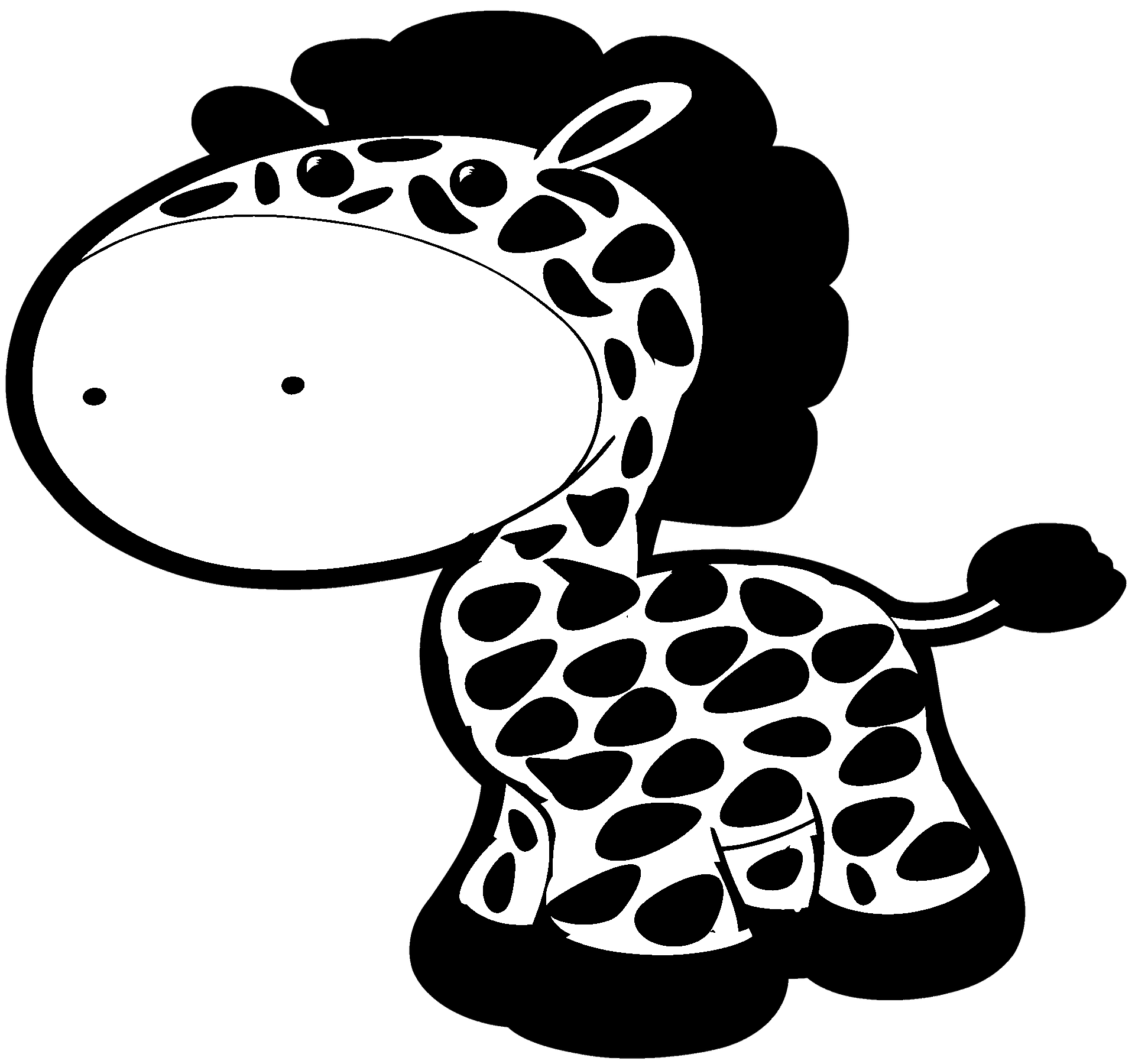 Disegno da colorare di giraffa kawaii con cresta