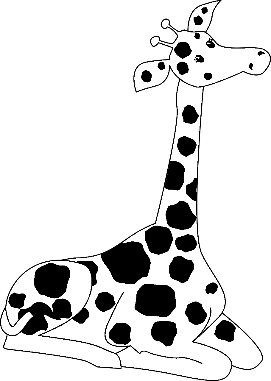 Disegno da colorare di giraffa kawaii seduta