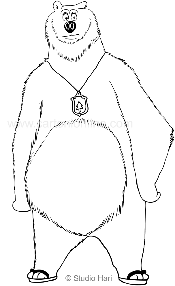 Grizzy the bear coloring page to print and color