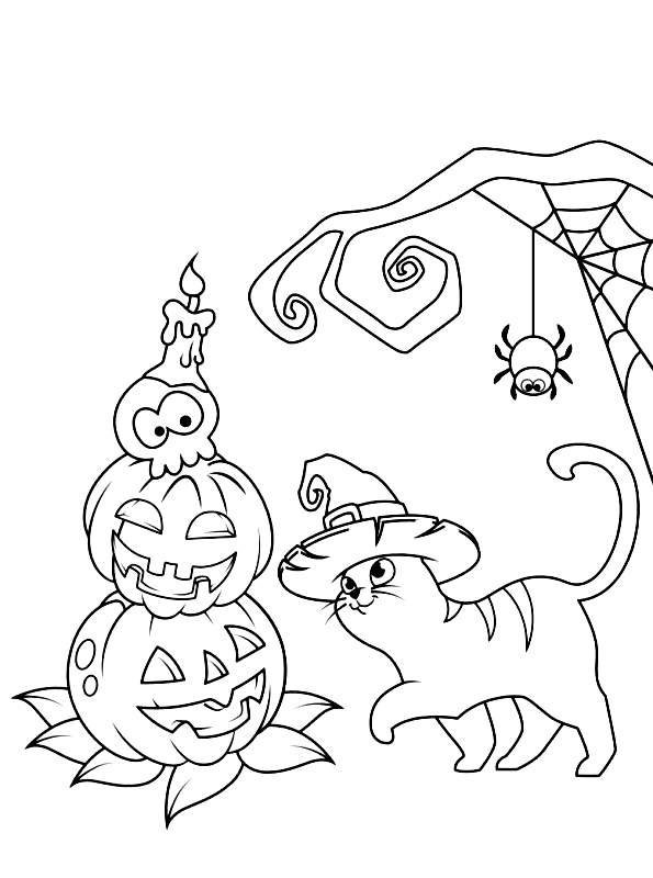 Dibujo 5 de Halloween para imprimir y colorear