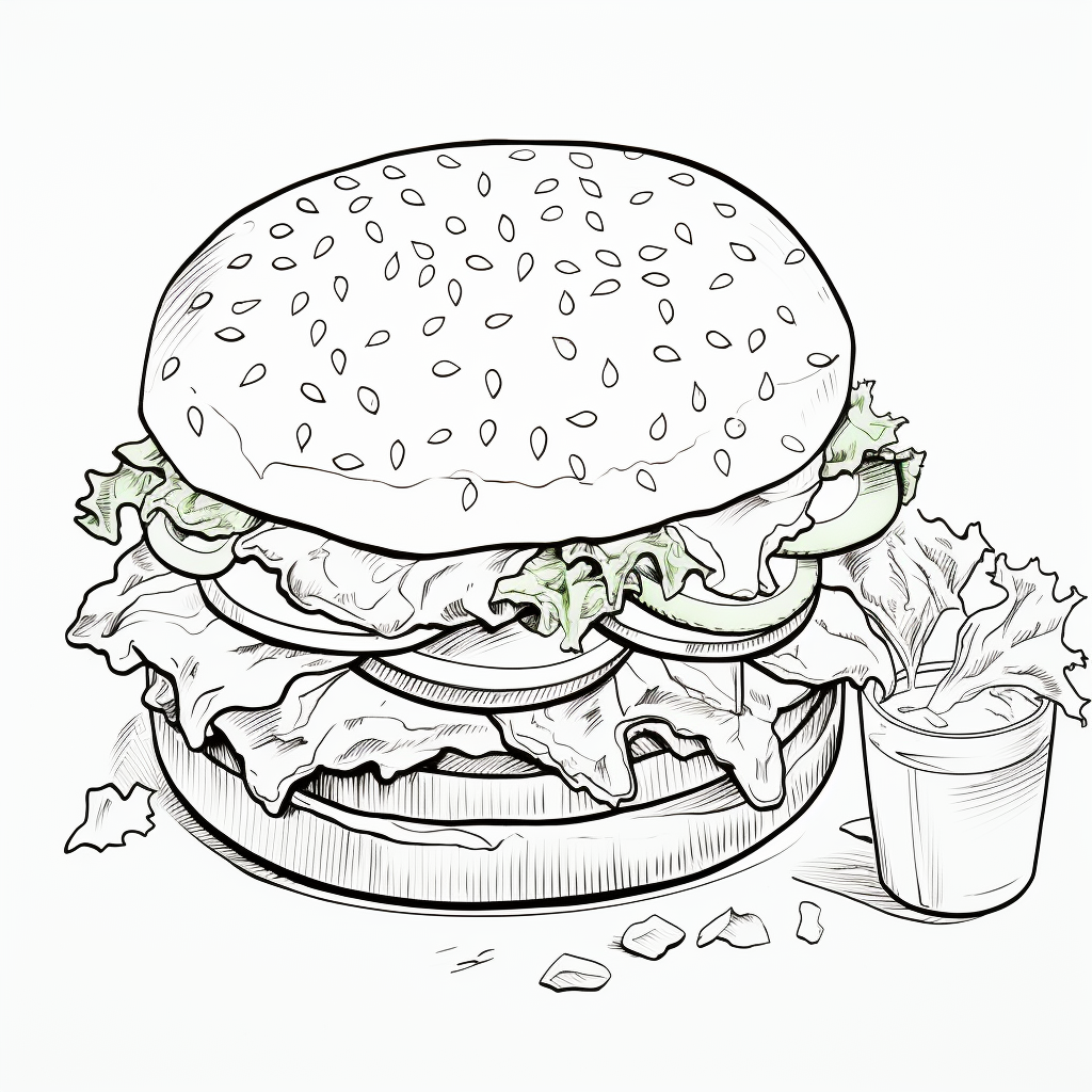 印刷して着色するハンバーガーの描画 01