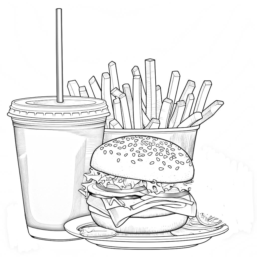 Dibujo 04 de Hamburger para imprimir y colorear