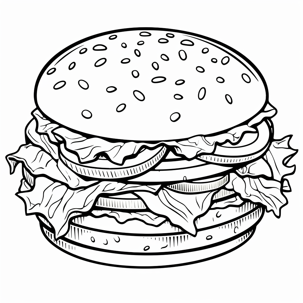 Hamburger 05  coloring page to print and coloring