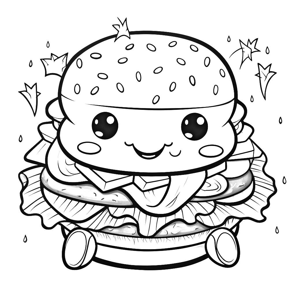 Dibujo 06 de Hamburger para imprimir y colorear