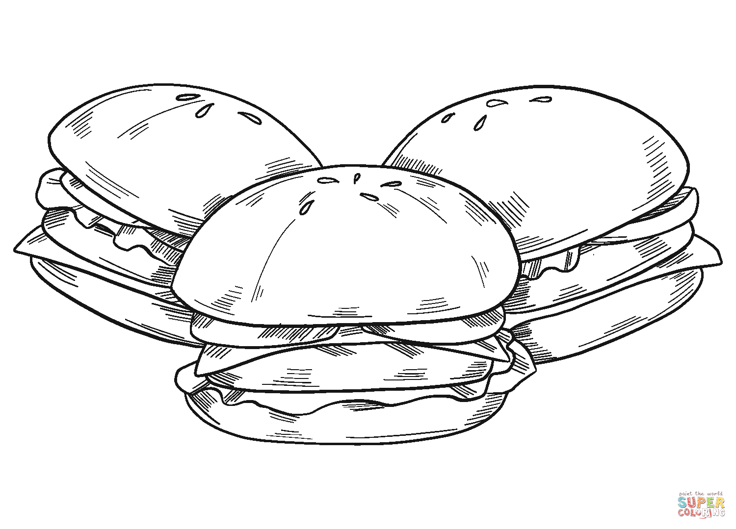 印刷して着色するハンバーガーの描画 07
