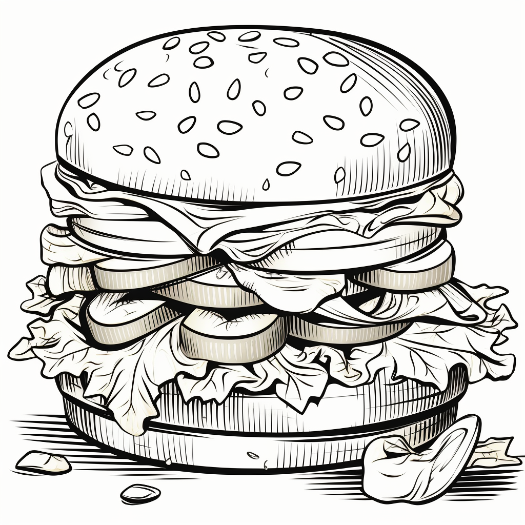 Dibujo 09 de Hamburger para imprimir y colorear