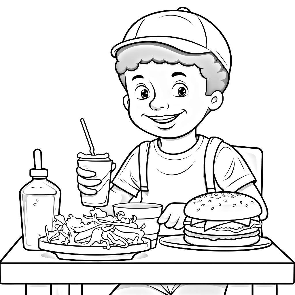 Hamburger 10  coloring page to print and coloring