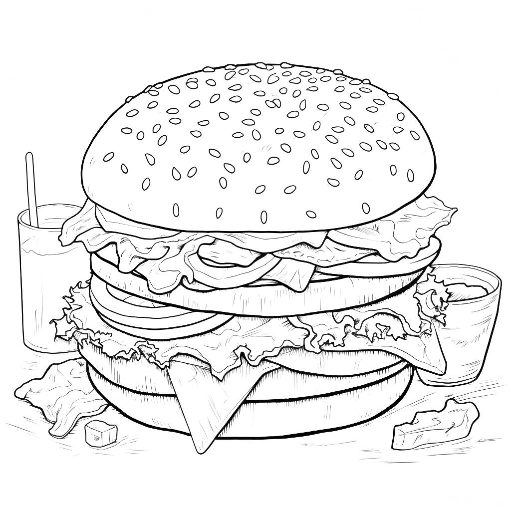 Desenho 11 de Hamburger para imprimir e colorir