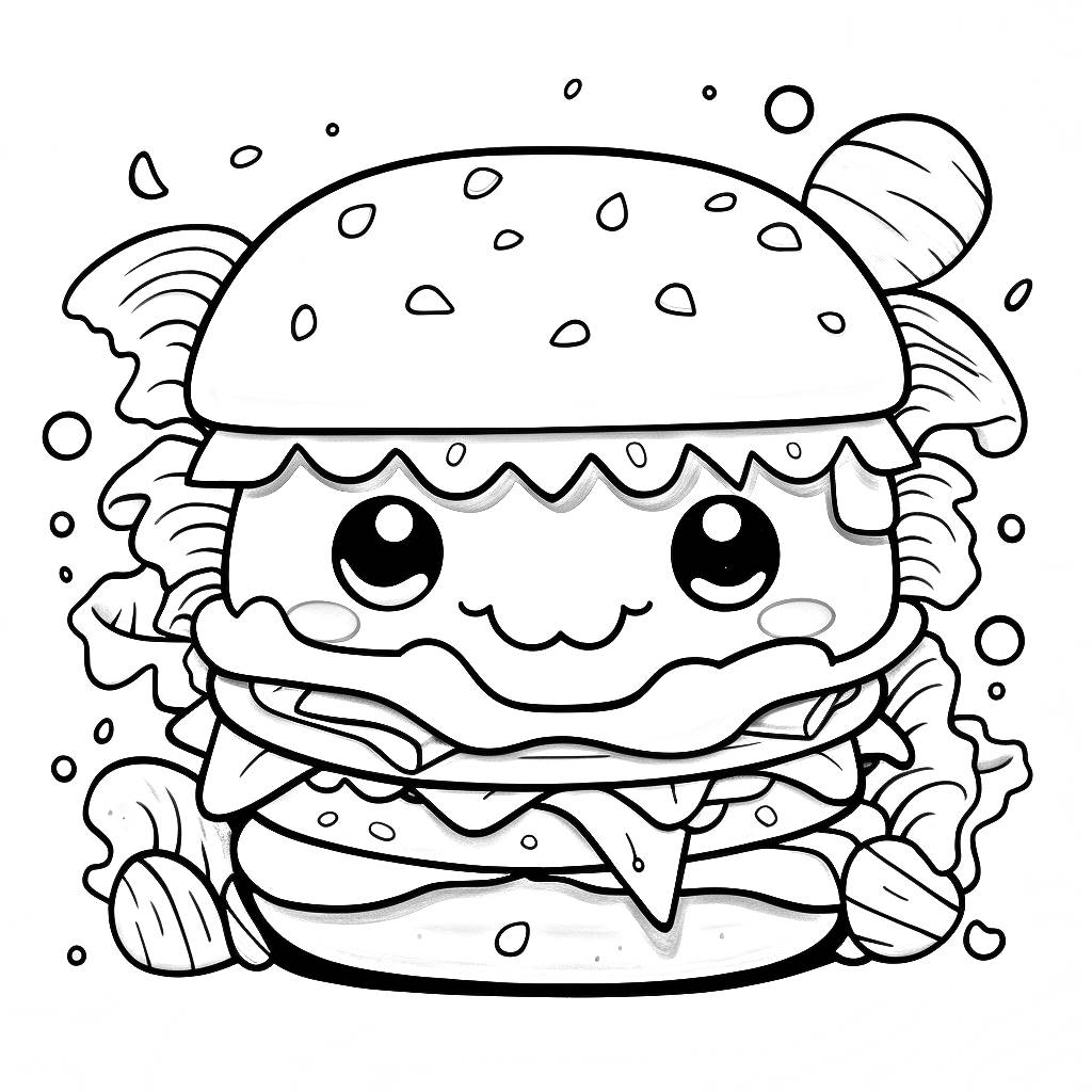 Hamburger 12  coloring page to print and coloring