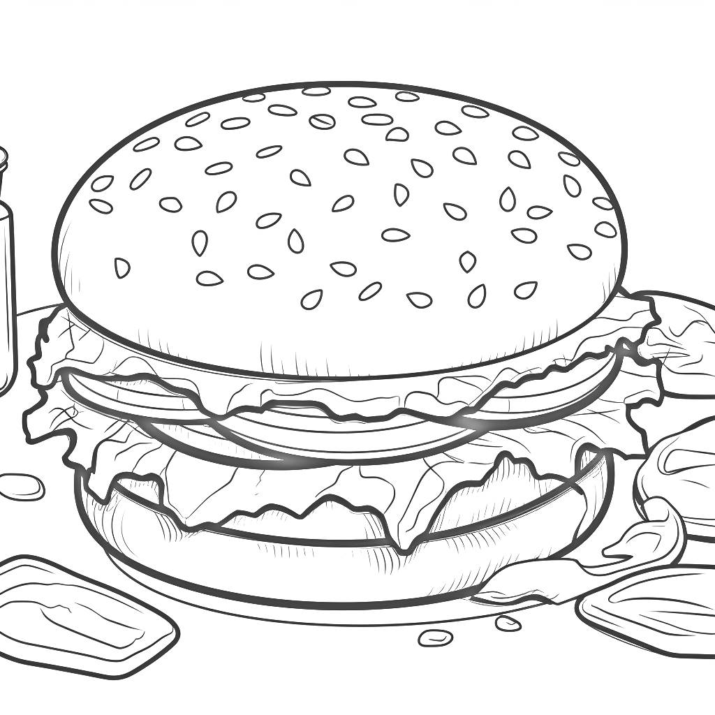 Desenho 13 de Hamburger para imprimir e colorir