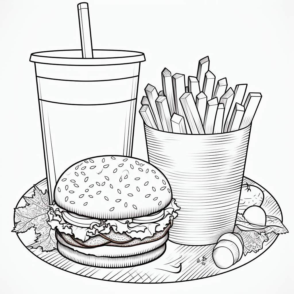 Hamburger 14 Hamburger coloring page to print and coloring