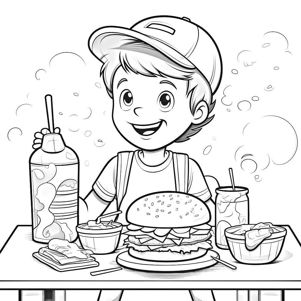 Desenho 17 de Hamburger para imprimir e colorir