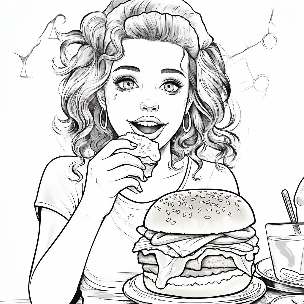 Desenho 24 de Hamburger para imprimir e colorir
