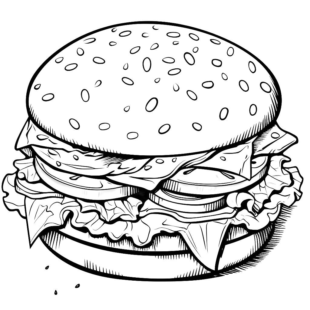 印刷して着色するハンバーガーの描画 29