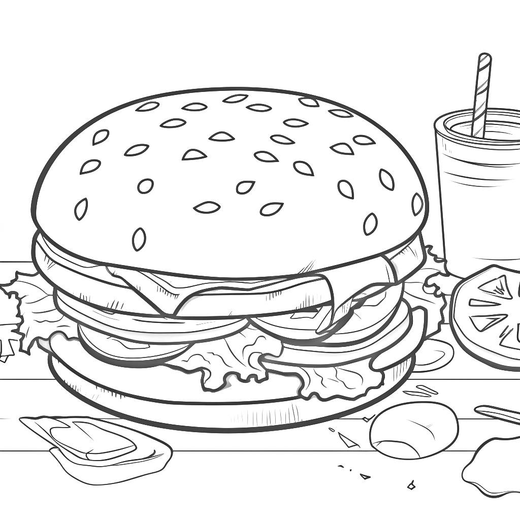 印刷して着色するハンバーガーの描画 33