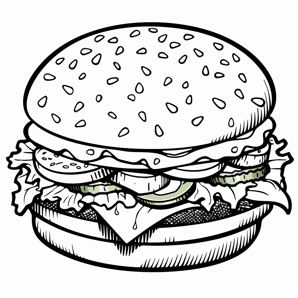 印刷して着色するハンバーガーの描画 34
