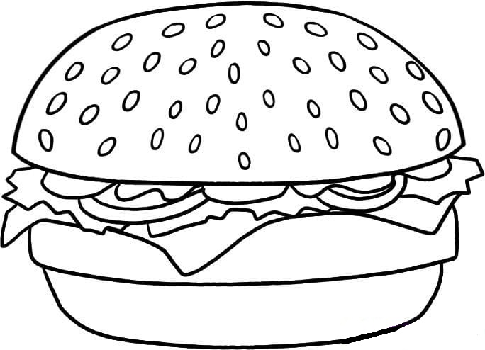 Desenho 42 de Hamburger para imprimir e colorir