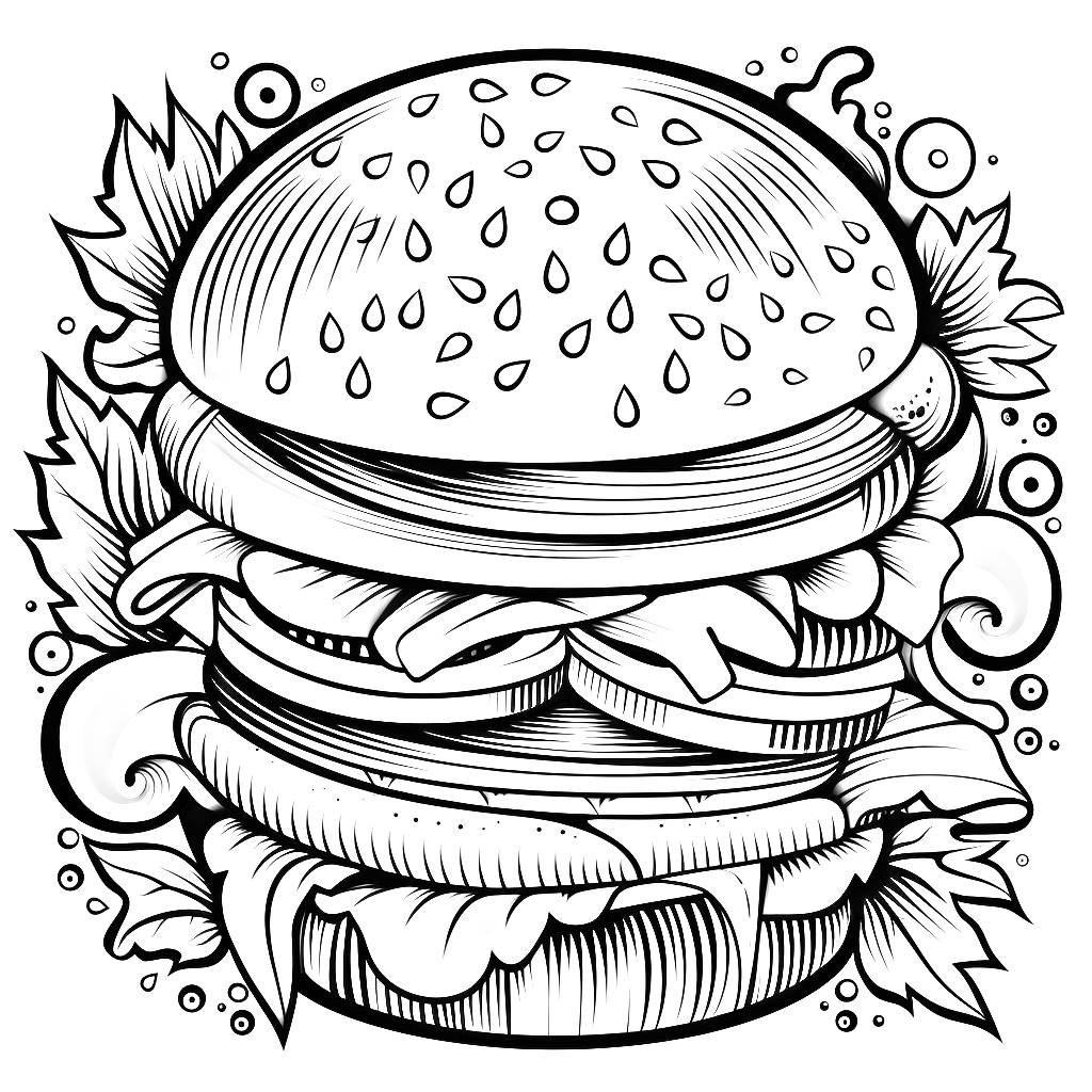 Hamburger 44  coloring page to print and coloring