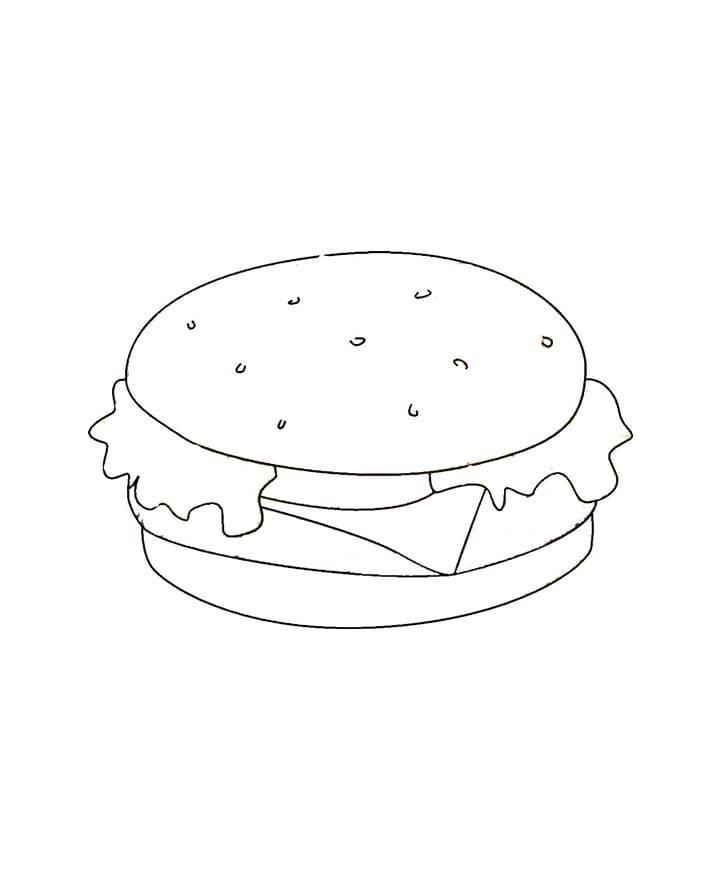 印刷して着色するハンバーガーの描画 46