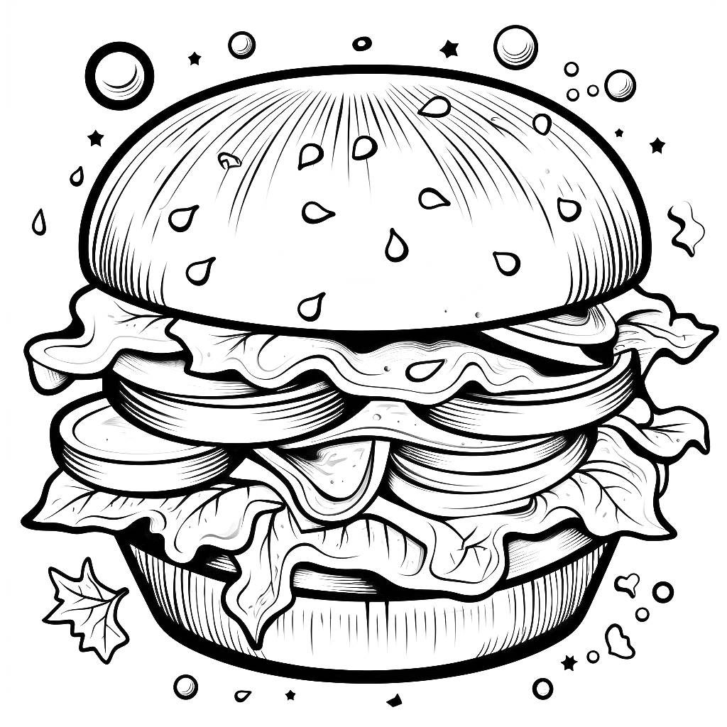 印刷して着色するハンバーガーの描画 49