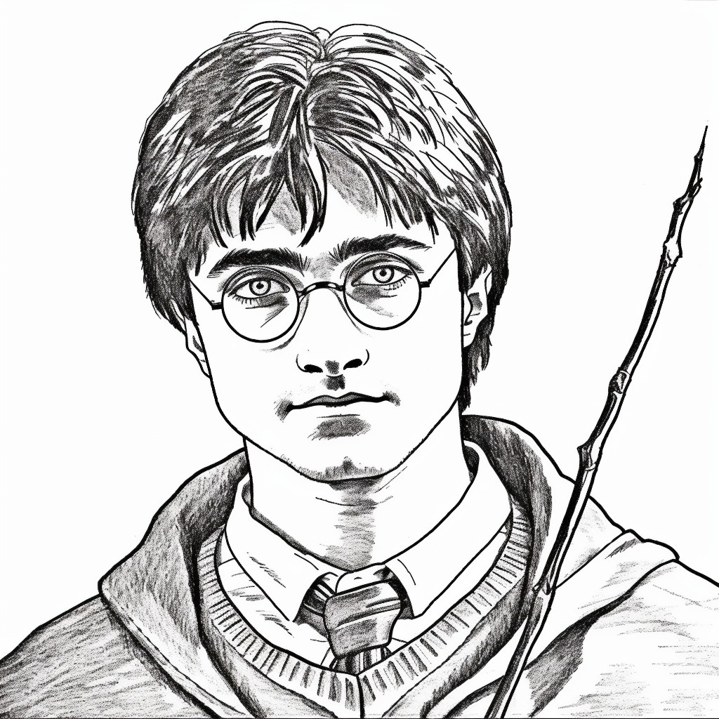 Harry Potter (Daniel Radcliffe) 04 从哈利波特着色页打印和着色