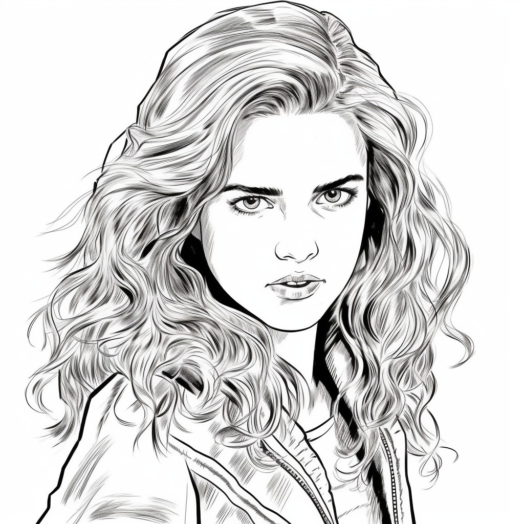 Desenul Hermionei Granger (Emma Watson) 04 de la Harry Potter pentru imprimare și colorare