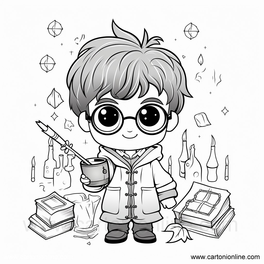 Kolorowanki Harry Potter kawaii 02 Harry Potter kawaii do wydrukowania i pokolorowania