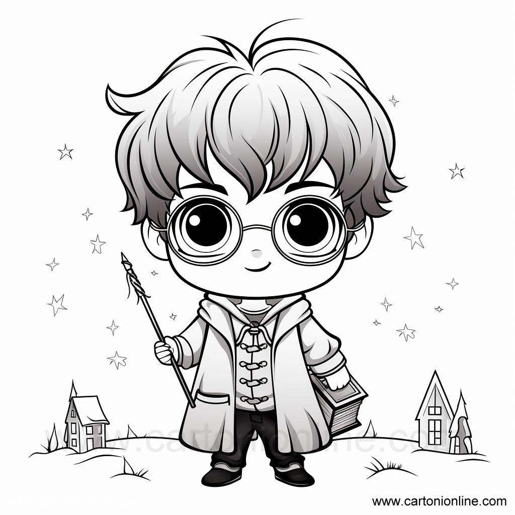 Harry Potter kawaii 04 Harry Potter kawaii coloring page to print and coloring