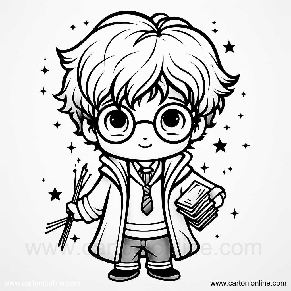 Disegno 06 di Harry Potter kawaii da stampare e colorare