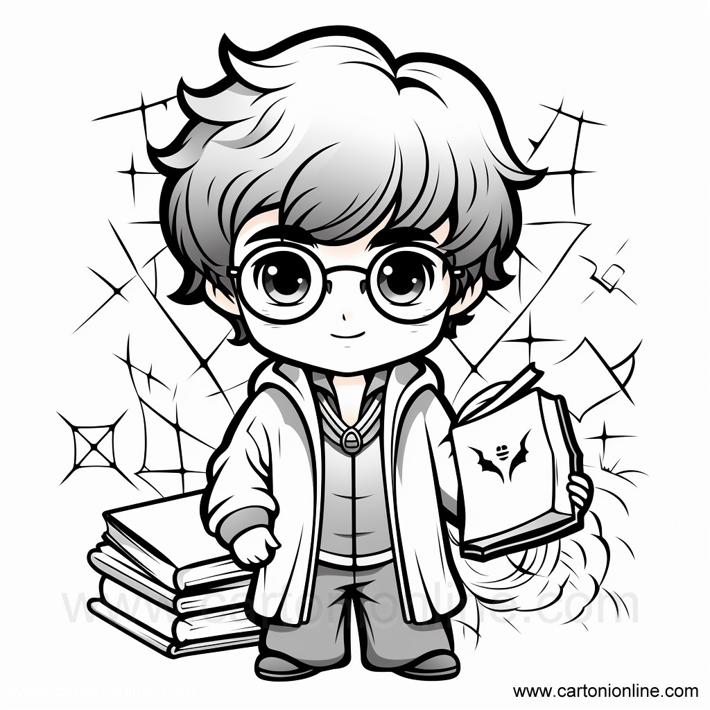 Kolorowanki Harry Potter kawaii 07 Harry Potter kawaii do wydrukowania i pokolorowania