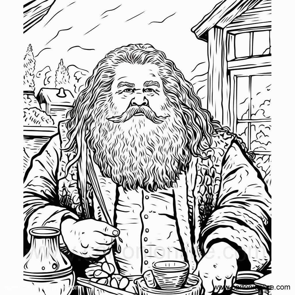 Disegno 03 di Rubeus Hagrid da stampare e colorare