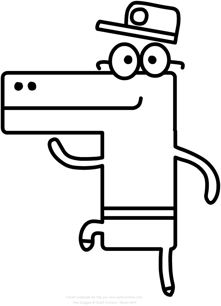 Happy the Hey Duggee crocodile coloring page to print and color
