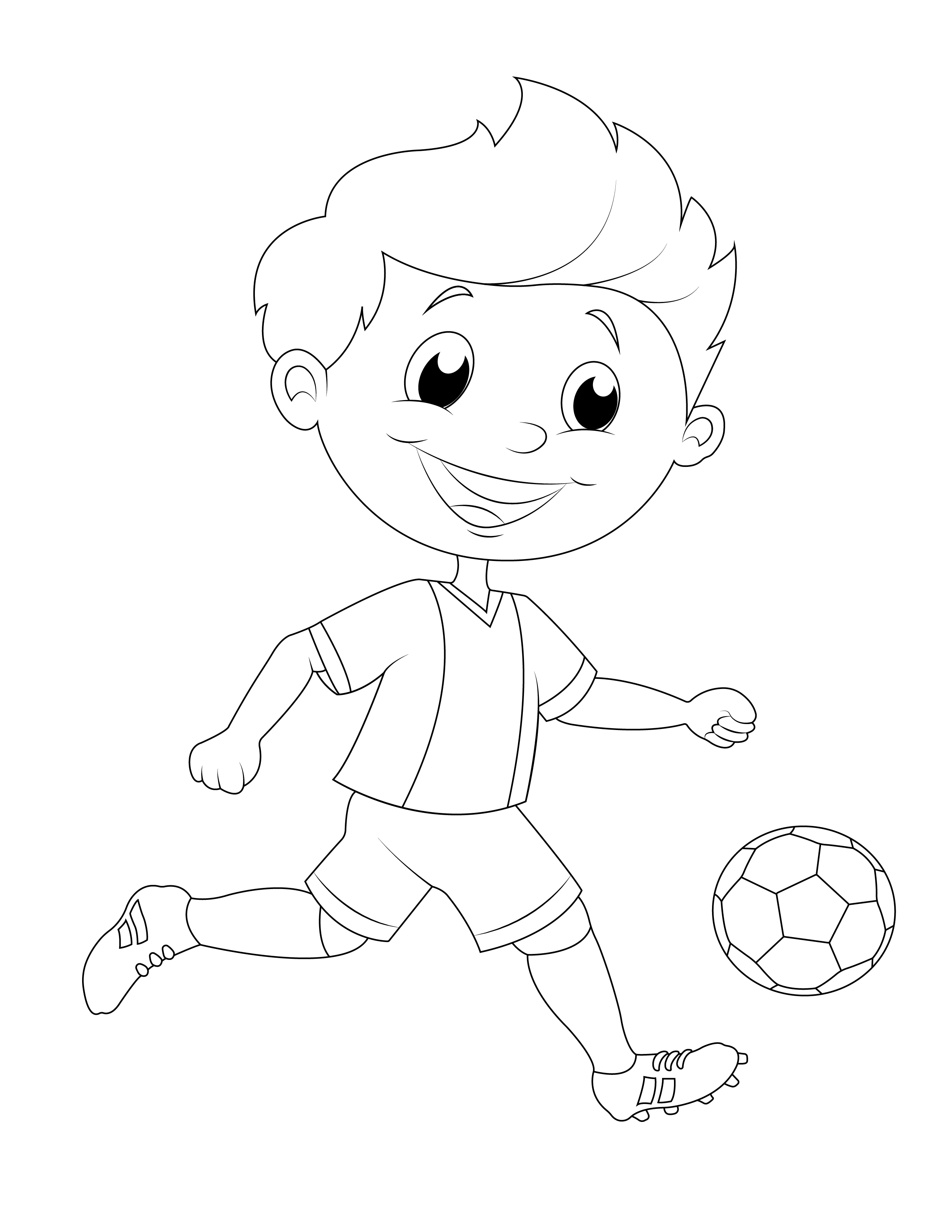 Målarbok av barn som spelar fotboll