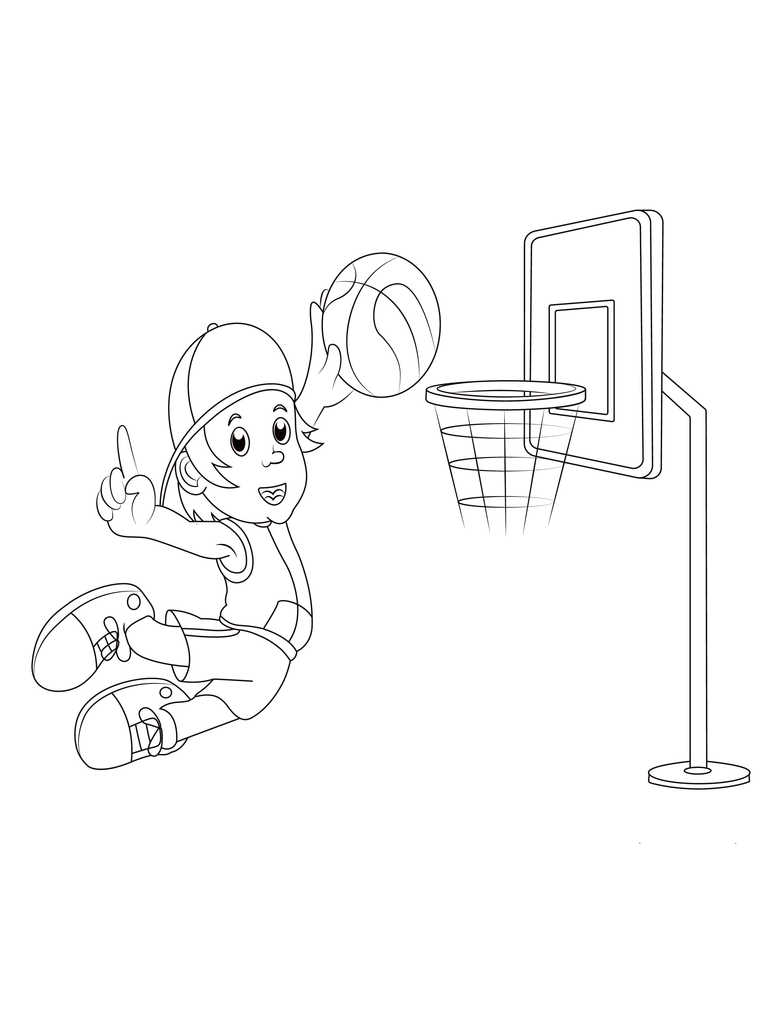 Målarbok av barn som spelar basket