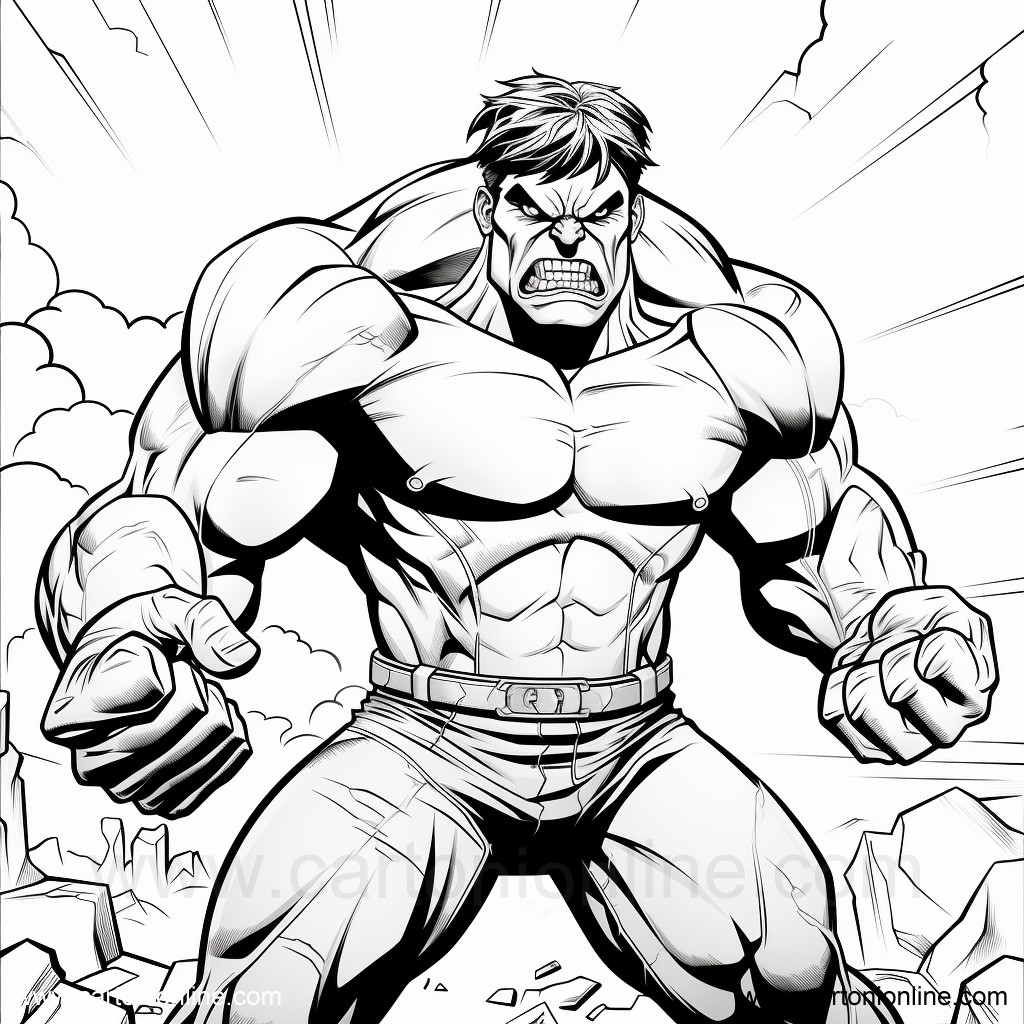 Desenho 01 de Hulk para imprimir e colorir