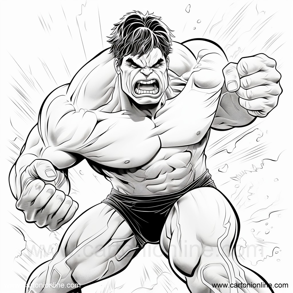 Dibujo 02 de Hulk para imprimir y colorear