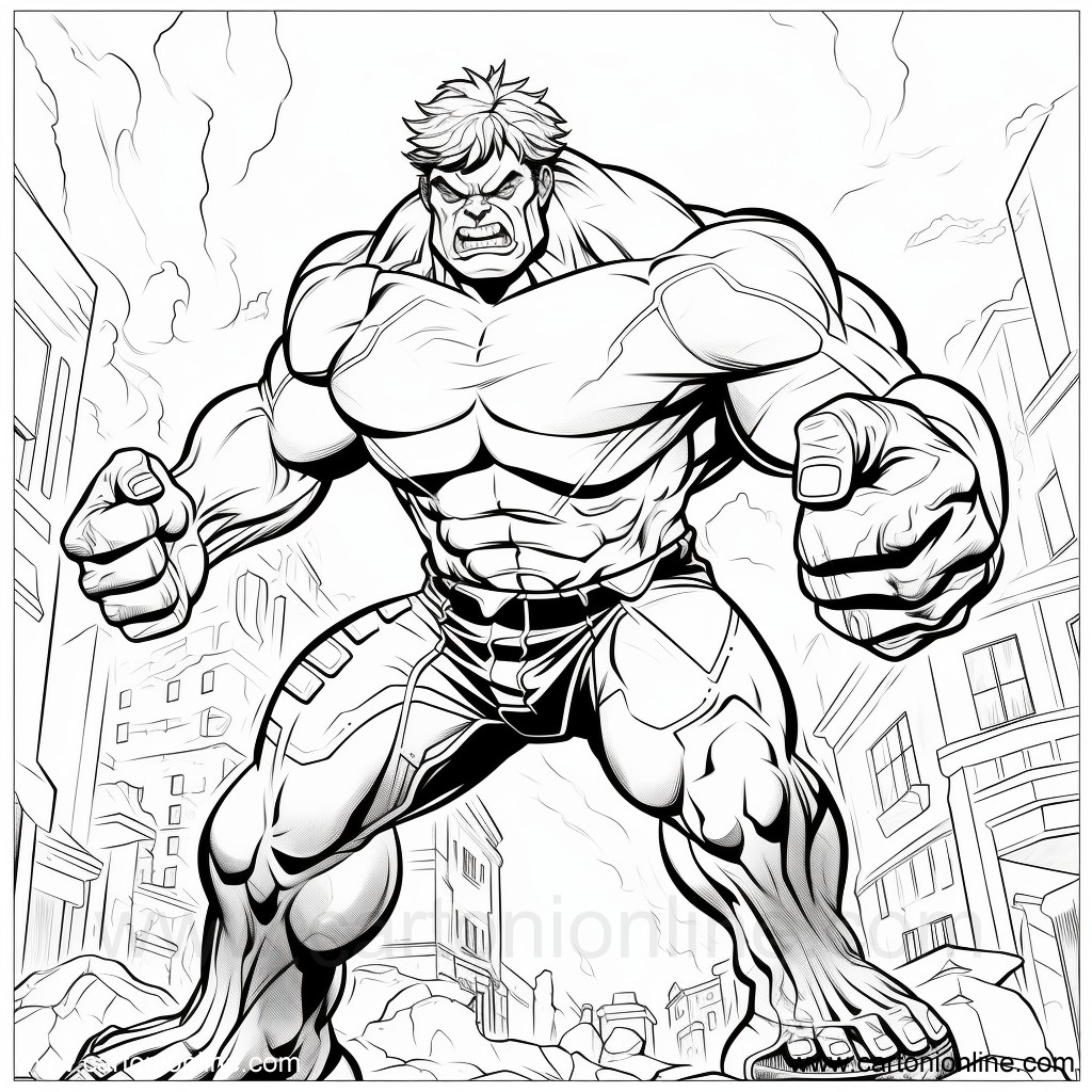 Desenho 03 de Hulk para imprimir e colorir