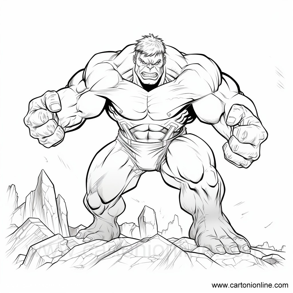 Desenho 07 de Hulk para imprimir e colorir