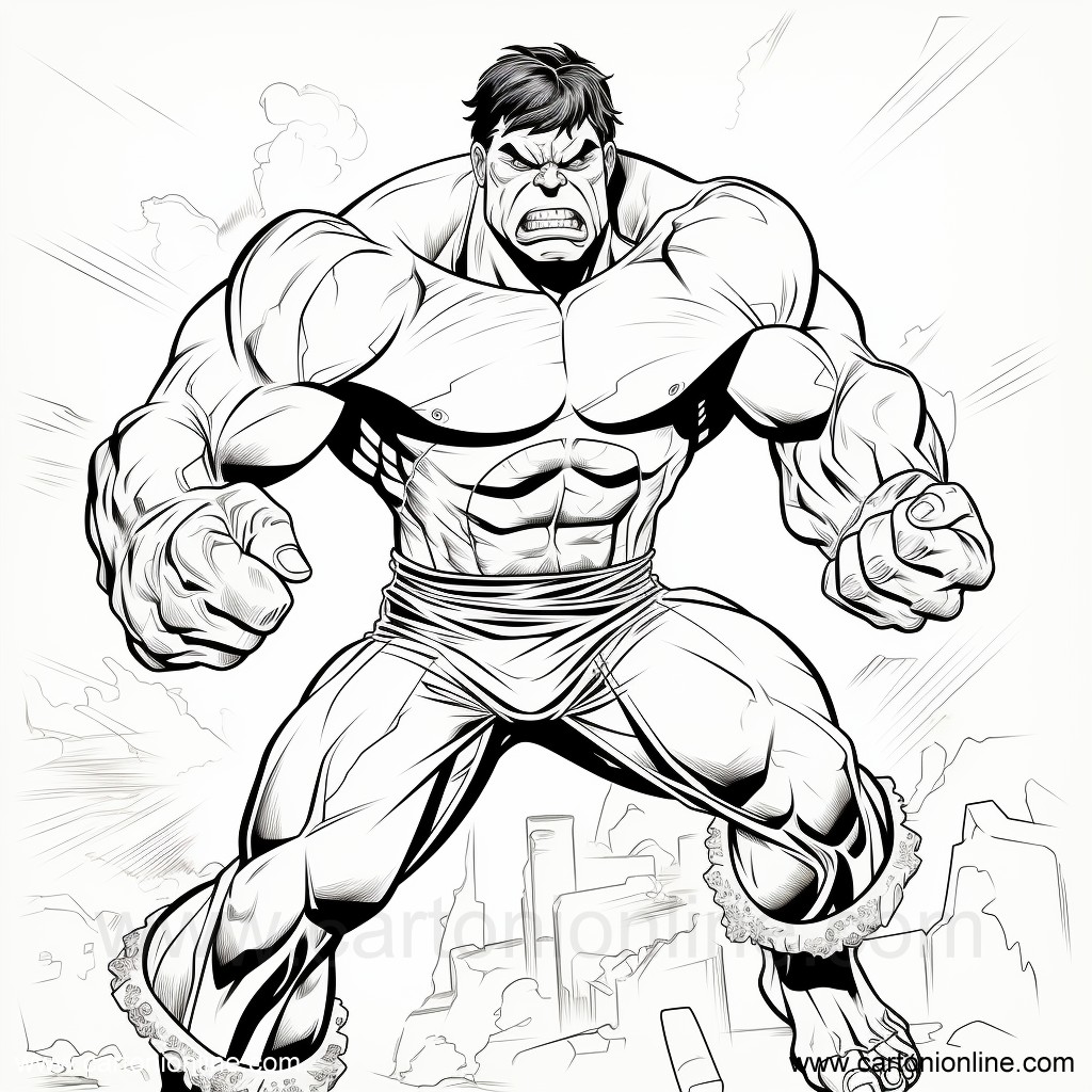 Dibujo 09 de Hulk para imprimir y colorear
