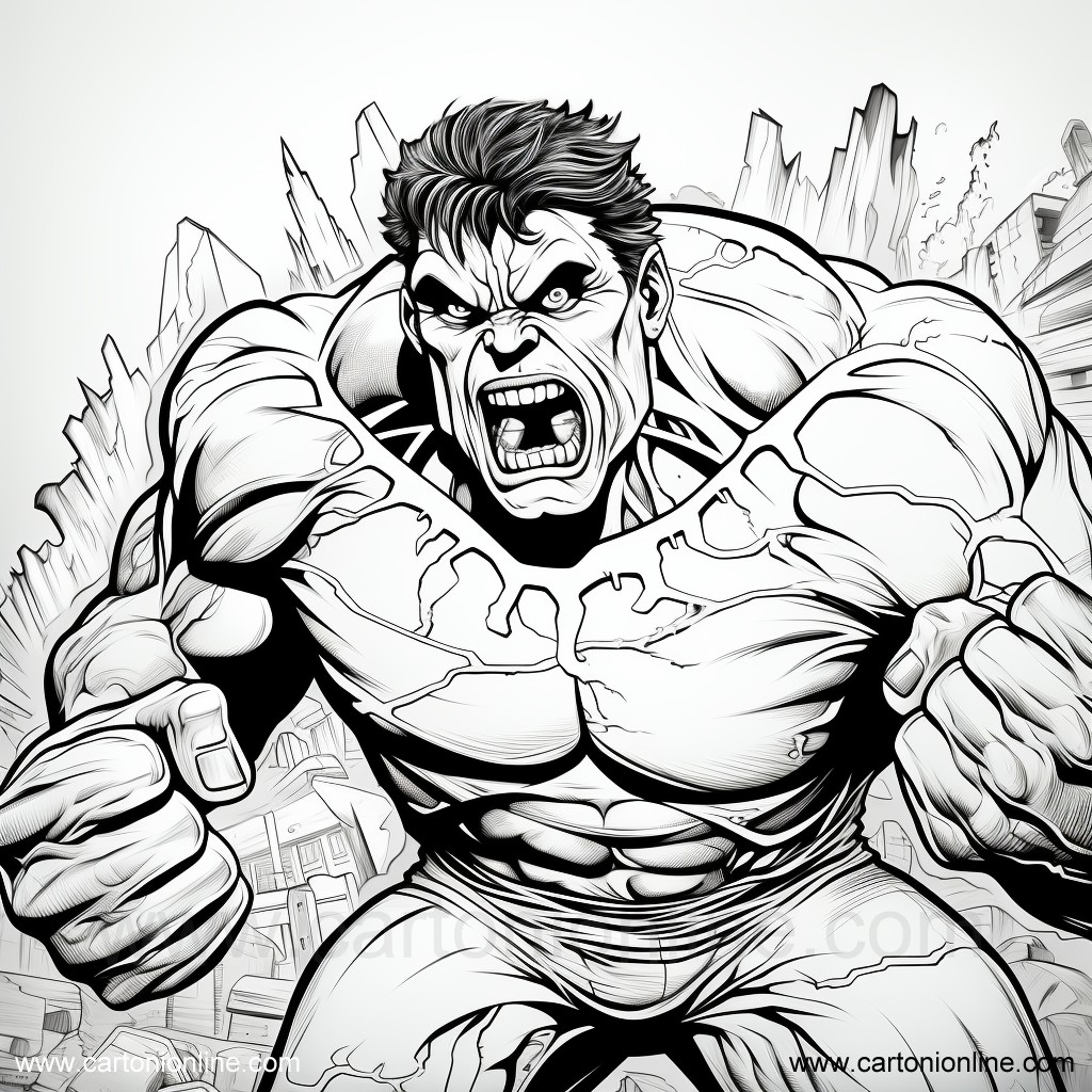 Dibujo 15 de Hulk para imprimir y colorear