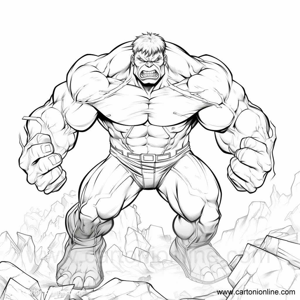 Dibujo 17 de Hulk para imprimir y colorear