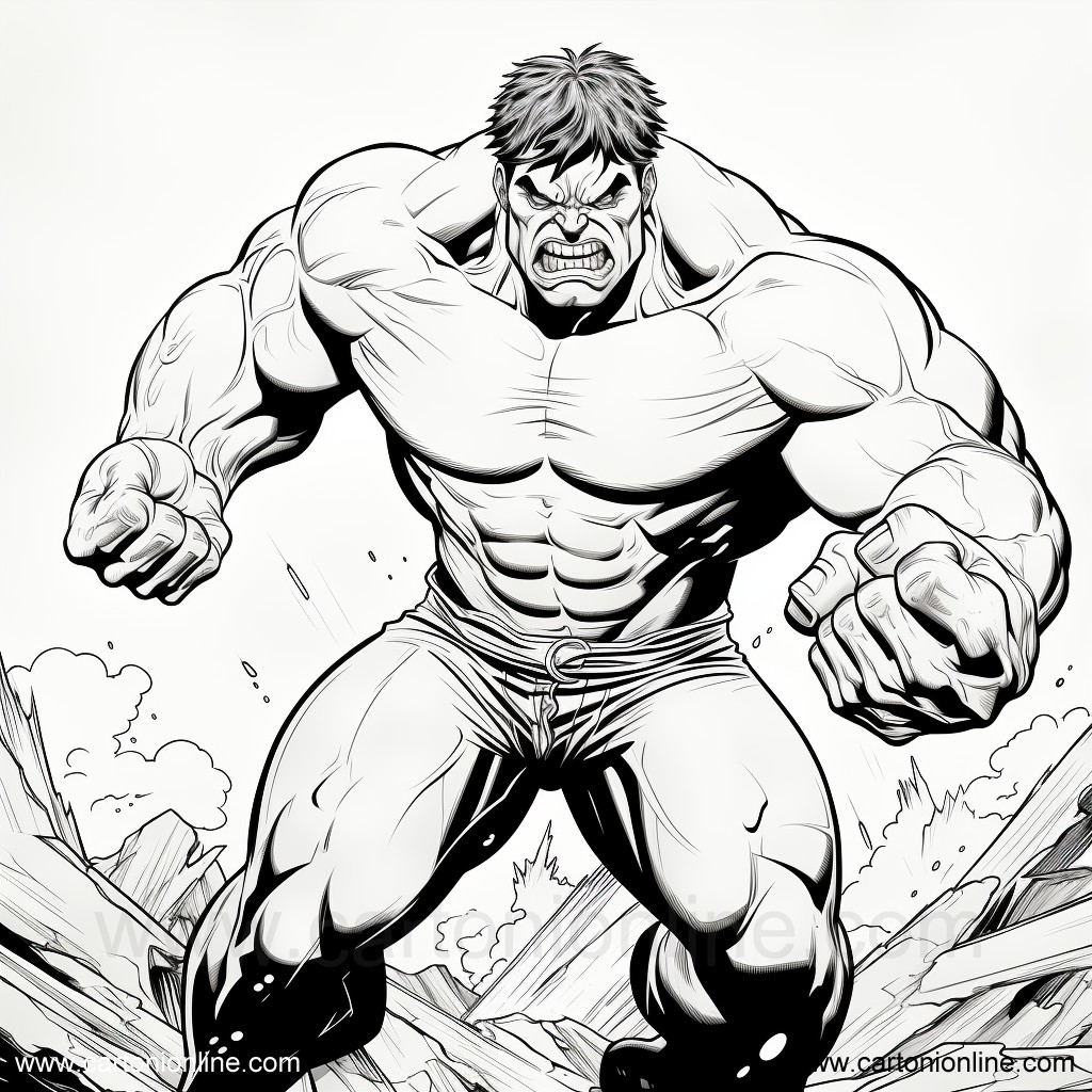 Desenho 21 de Hulk para imprimir e colorir