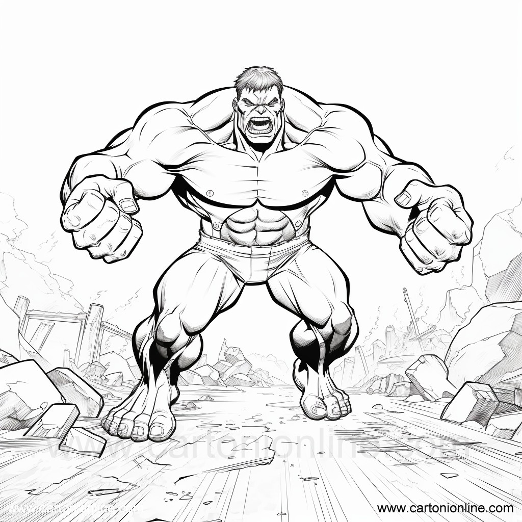 Dibujo 36 de Hulk para imprimir y colorear