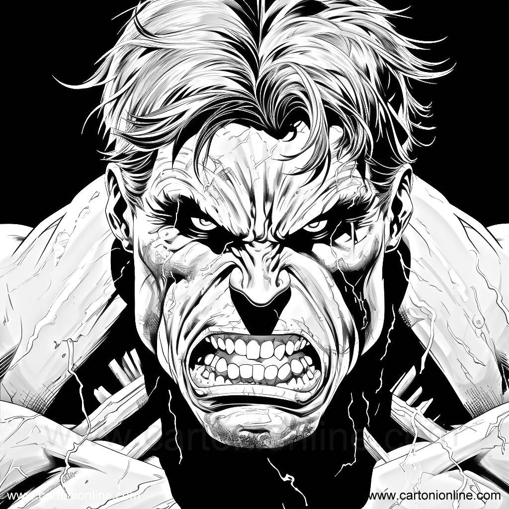 Desenho 50 de Hulk para imprimir e colorir